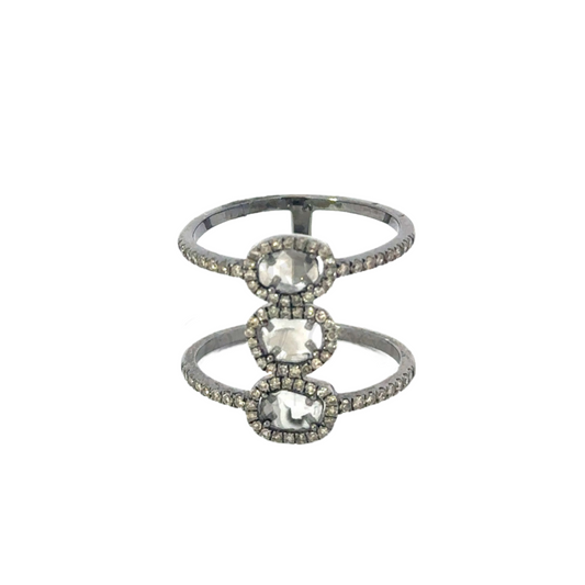 Stacked Pave and Sliced Diamond Ring
