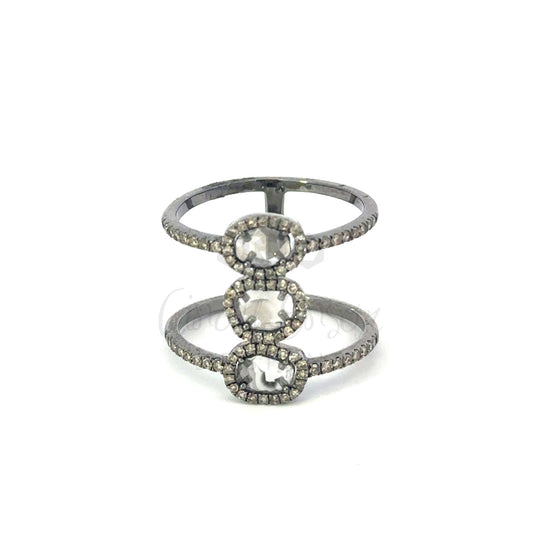 Stacked Pave and Sliced Diamond Ring