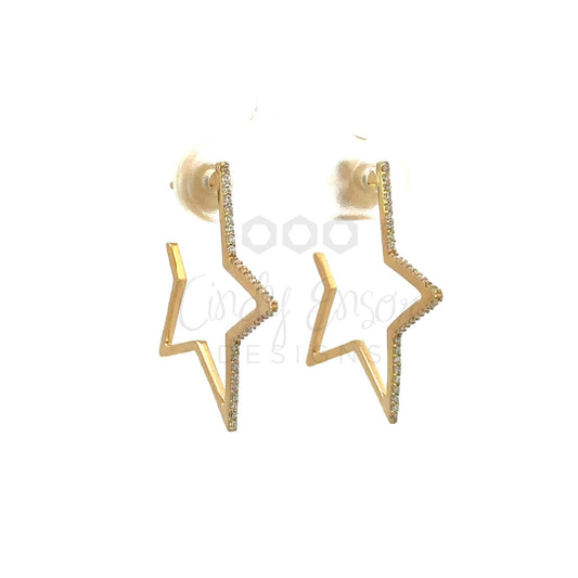 Pave Diamond Open Star Earrings