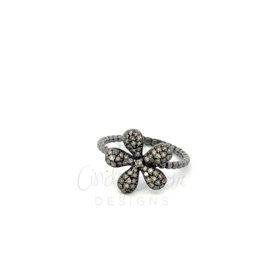 Pave Diamond Flower Ring
