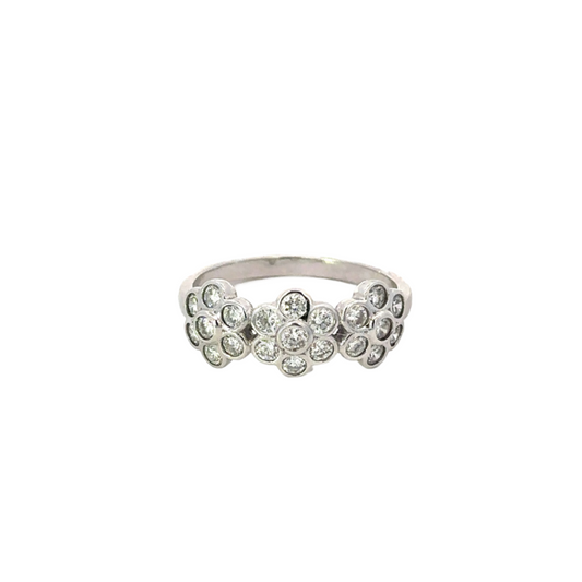 Triple Diamond Flower Ring