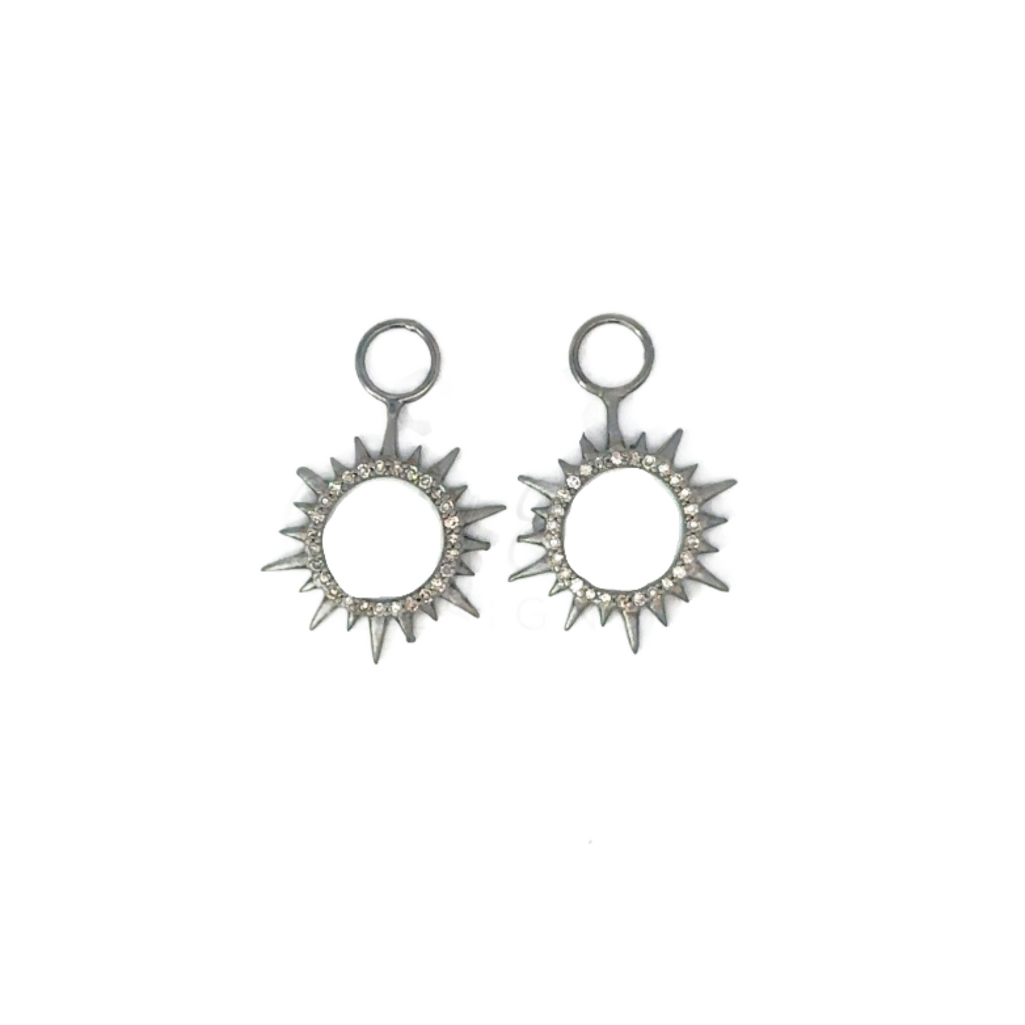 Open Sunburst Pave Diamond Earring Charm
