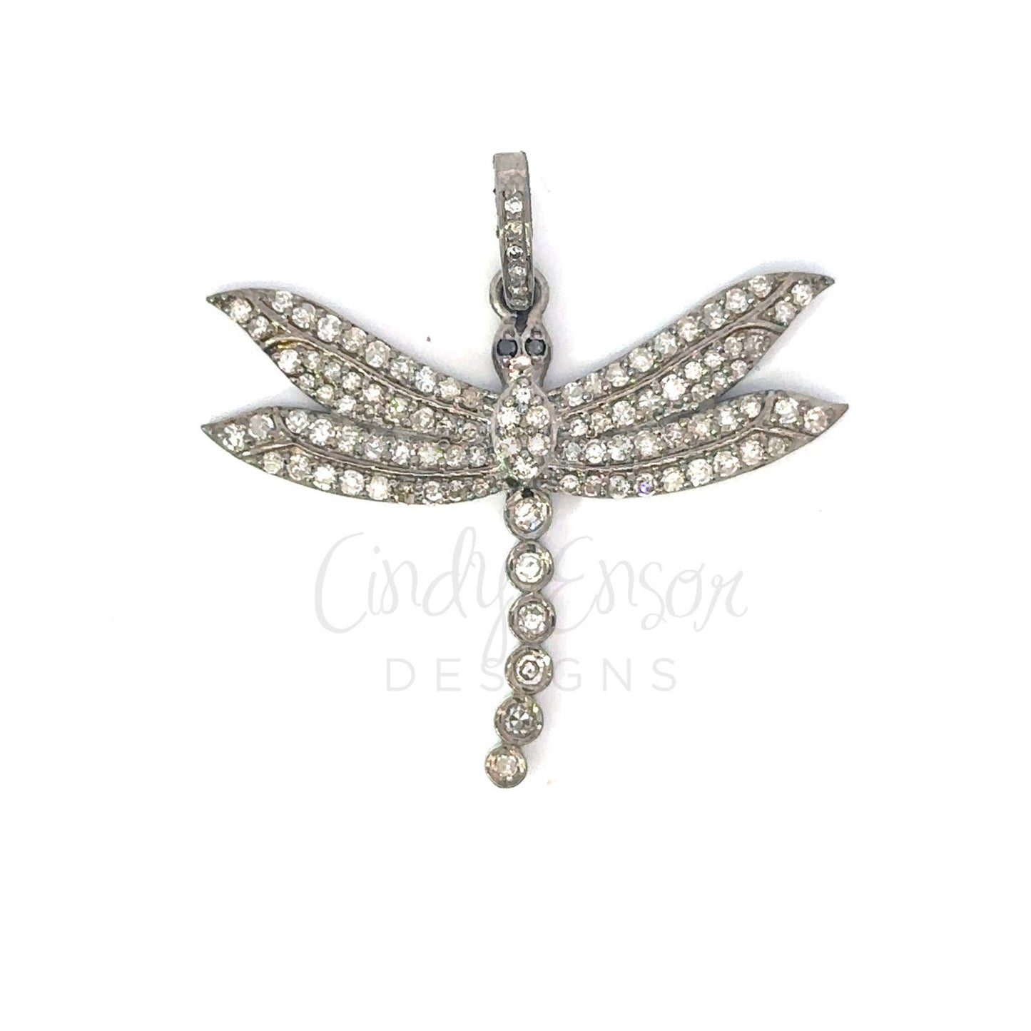 Sterling Pave Diamond Dragonfly Pendant