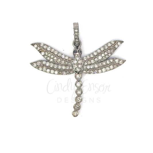 Sterling Pave Diamond Dragonfly Pendant
