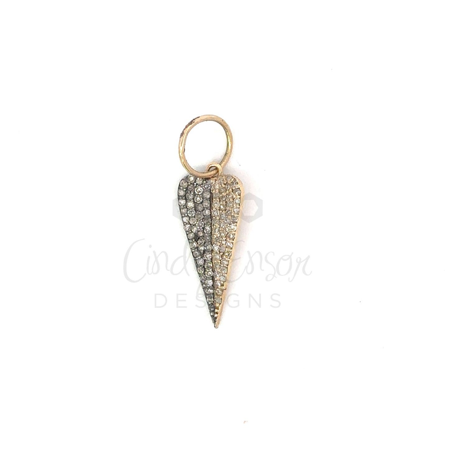 Mixed Metal Elongated Pave Diamond Heart Pendant