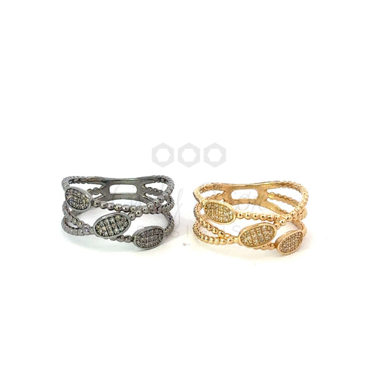 Triple Pave Oval and 2mm Dot Ring