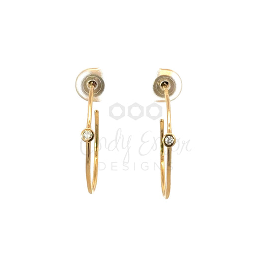 Single Bezeled Diamond Hoop Earring