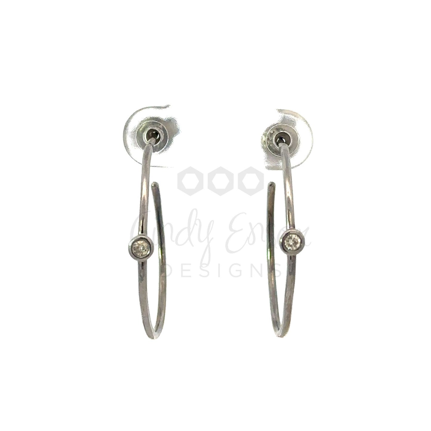 Single Bezeled Diamond Hoop Earring