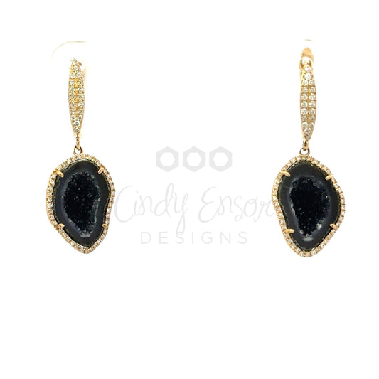Pave Diamond Druzzy Agate Earring