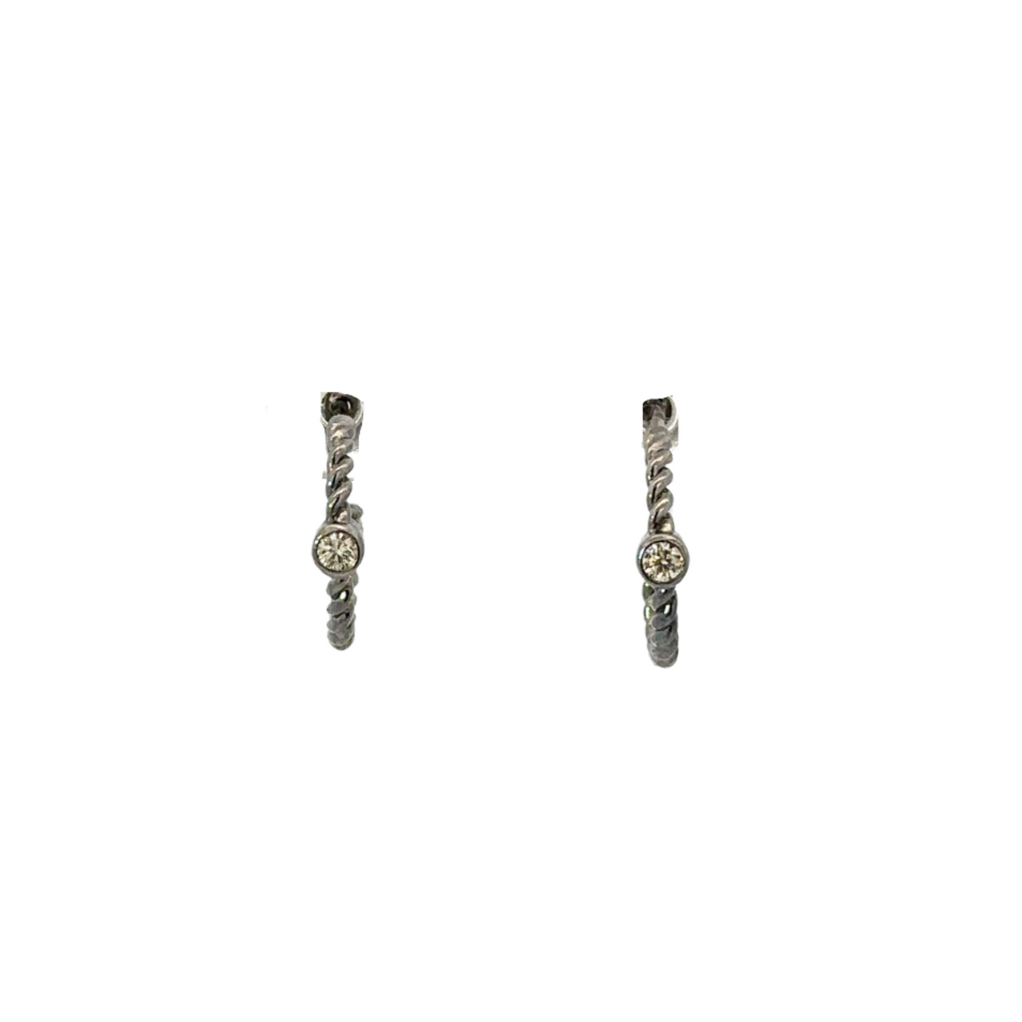 Twist Earring with Bezeled Diamond
