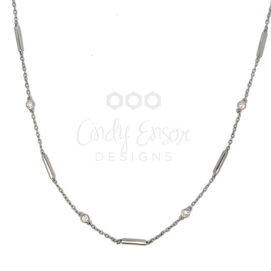 Bar and Bezeled Diamond by the Yard Necklace