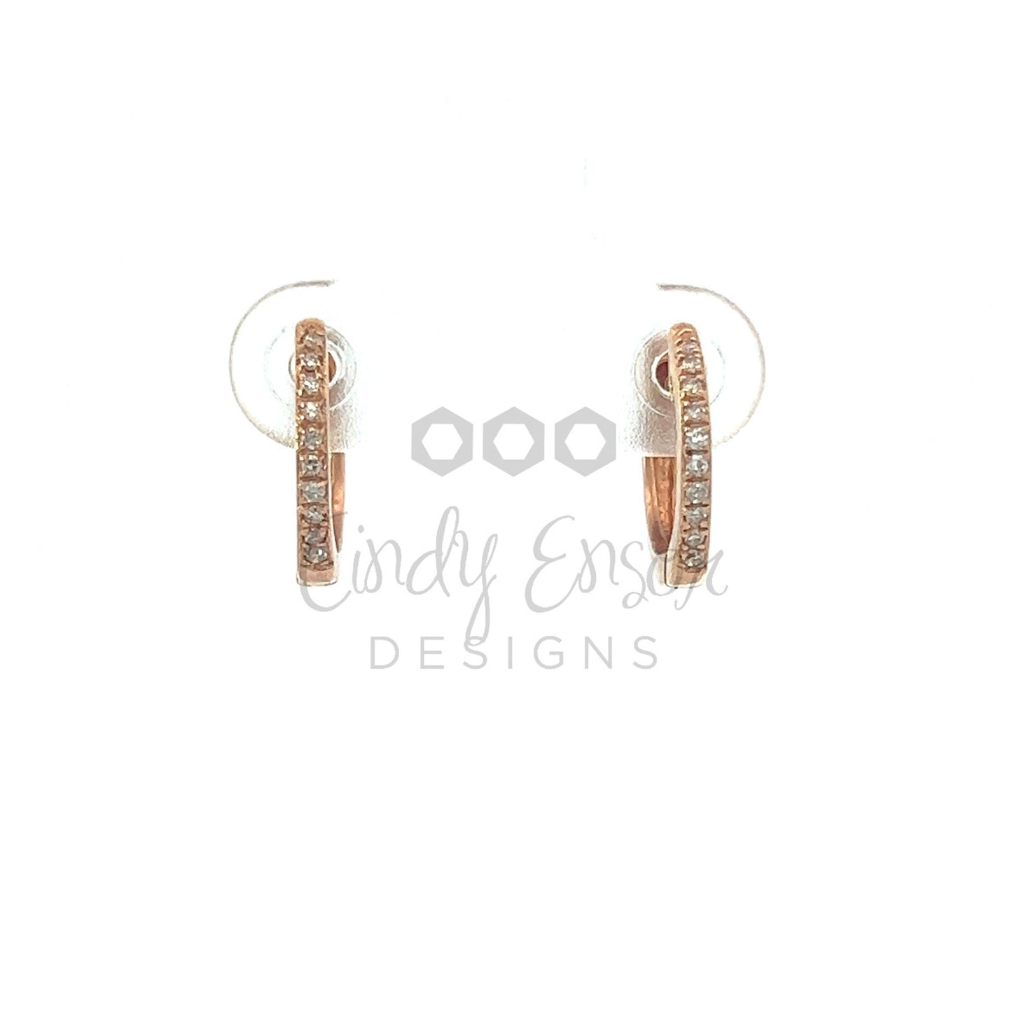 Rose Gold 12mm Single Row Pave Diamond Huggie