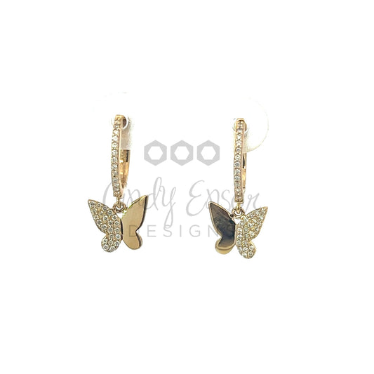 Small Diamond Huggie with Pave Butterfly Charm