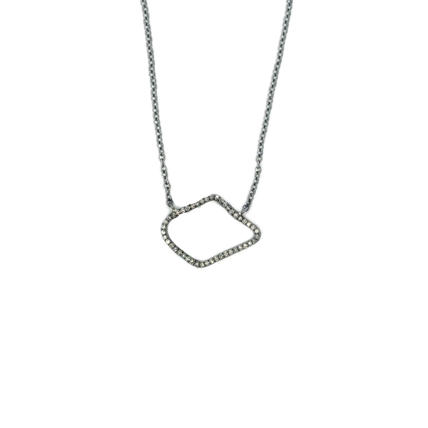 Pave Diamond Organic Shaped Pendant Necklace
