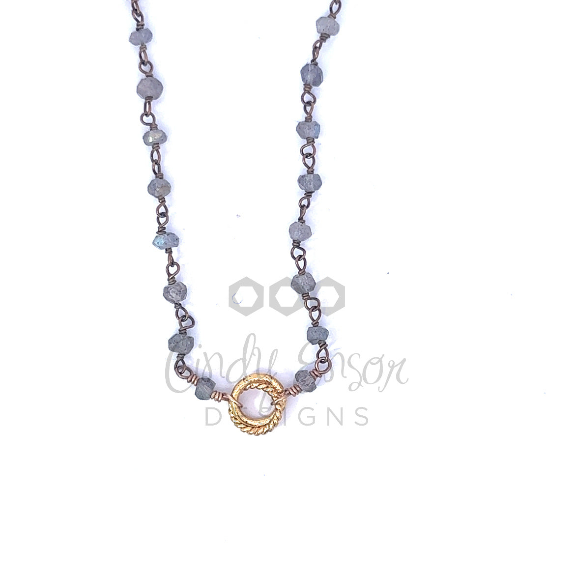 Short Rosary Chain Necklace with Vermeil Circle Accent