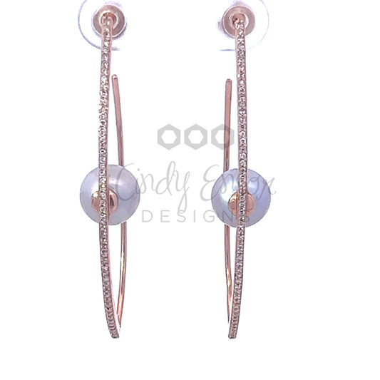 Pave Diamond Stick and Tahitian Pearl Earring