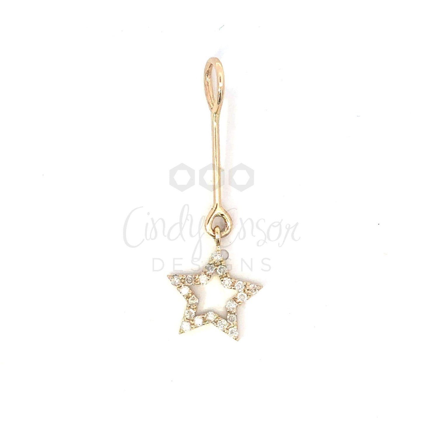 Yellow Gold Diamond Star Pendant with Extender Link