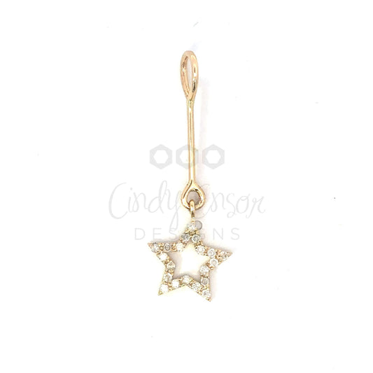 Yellow Gold Diamond Star Pendant with Extender Link