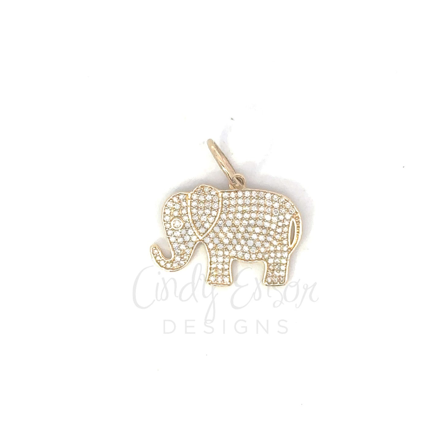 Pave Diamond Elephant Pendant