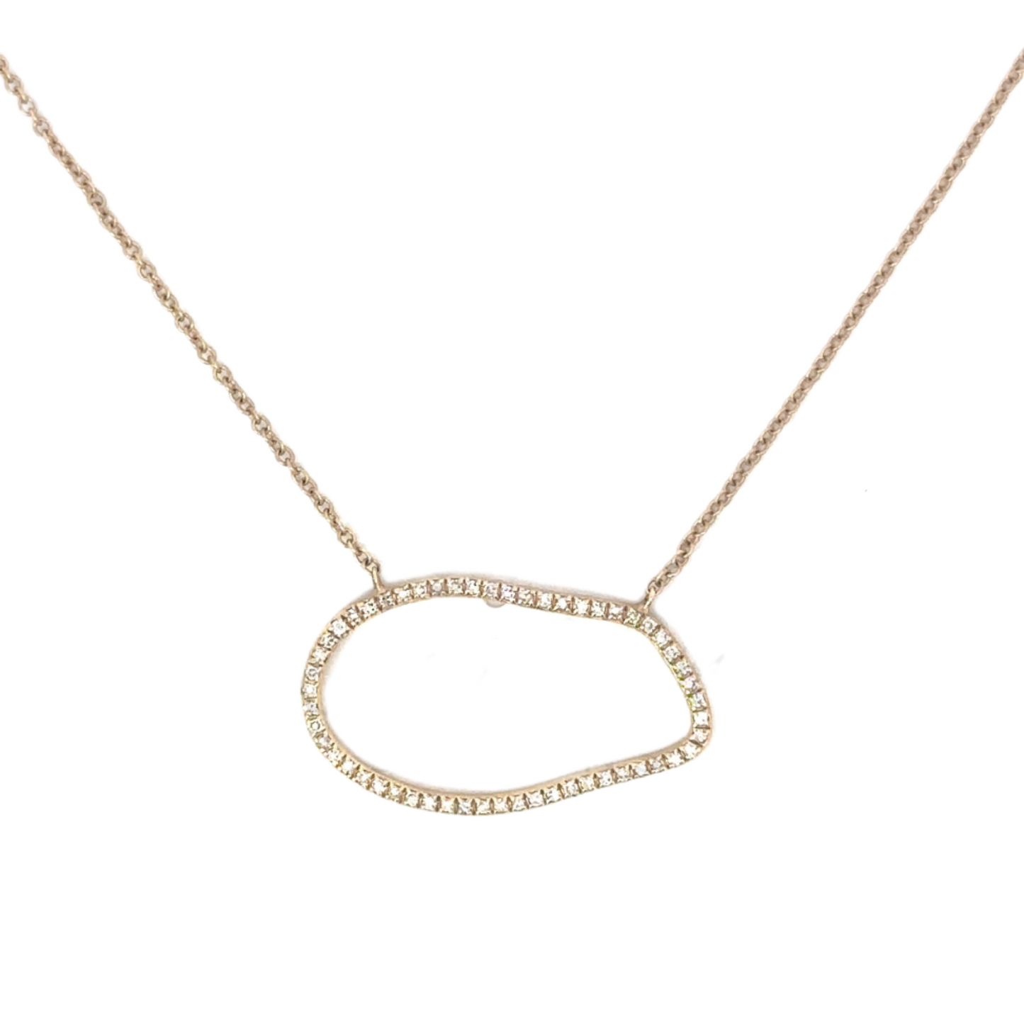 Pave Diamond Organic Shaped Pendant Necklace
