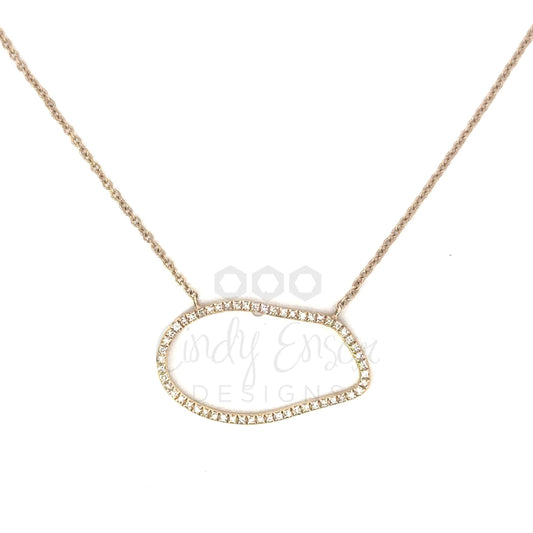 Pave Diamond Organic Shaped Pendant Necklace
