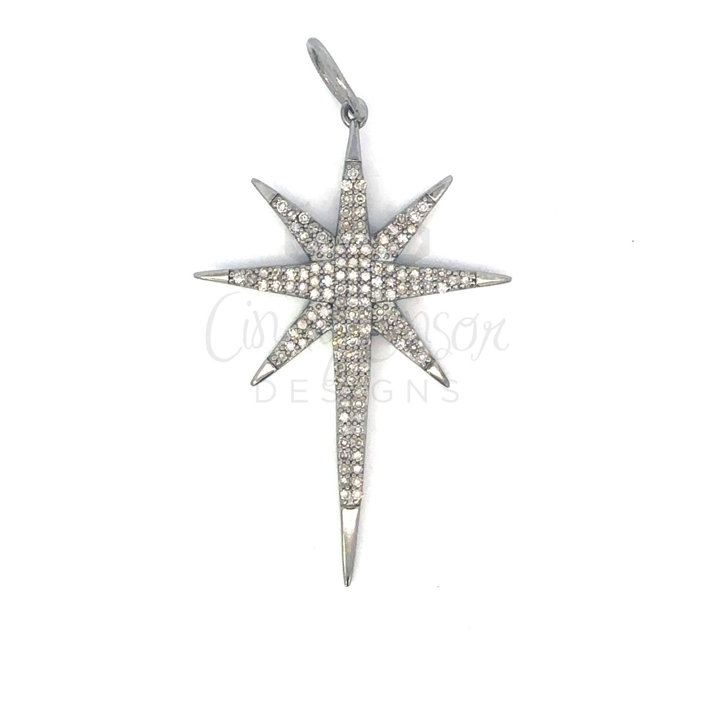 Pave Diamond Elongated Starburst Pendant