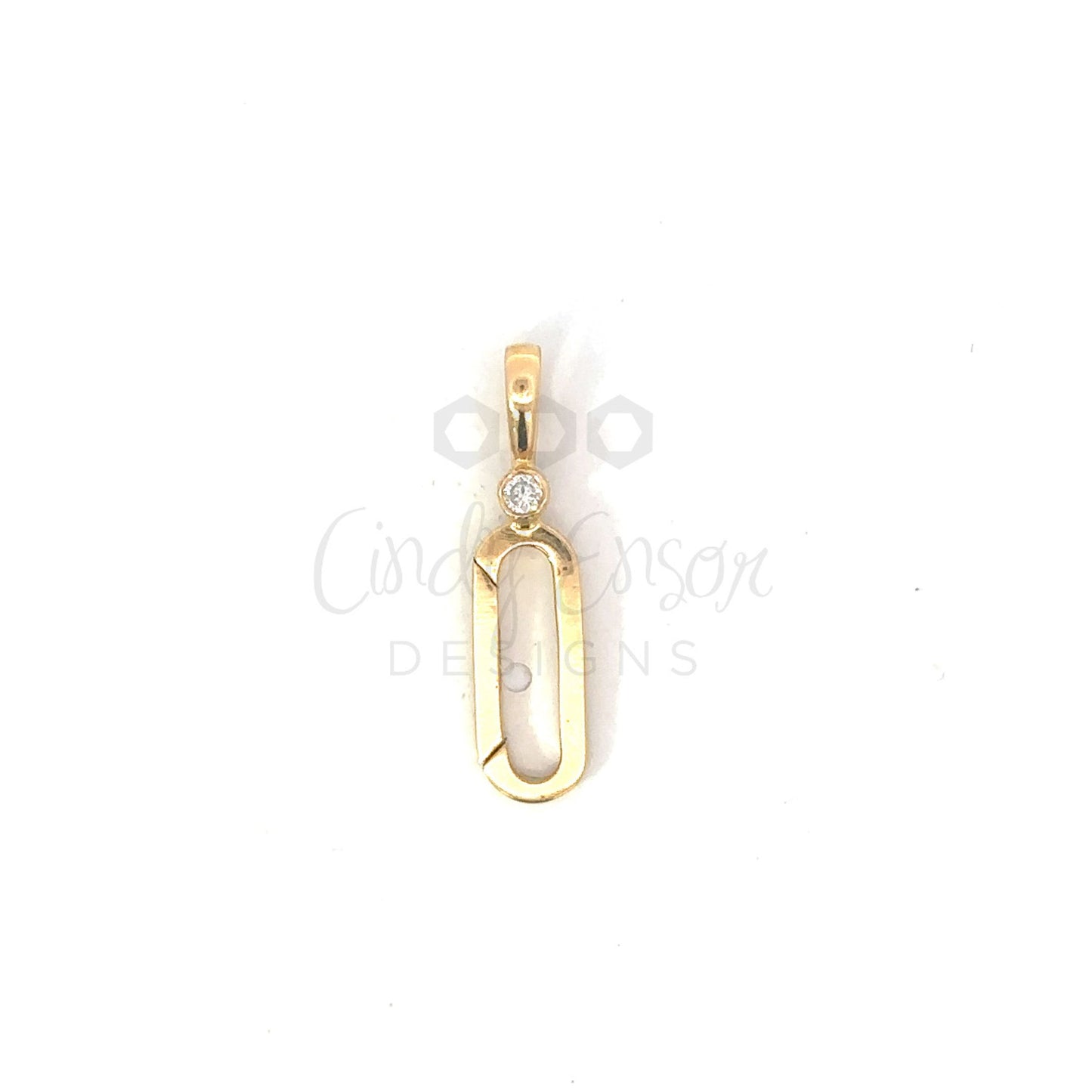 Paper Clip Charm Holder with Bezeled Diamond Accent