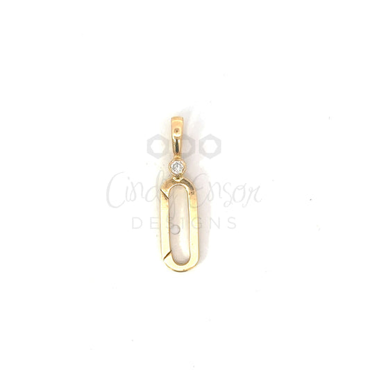 Paper Clip Charm Holder with Bezeled Diamond Accent