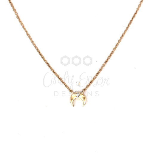 Dainty Upside Down Crescent Necklace with Diamond