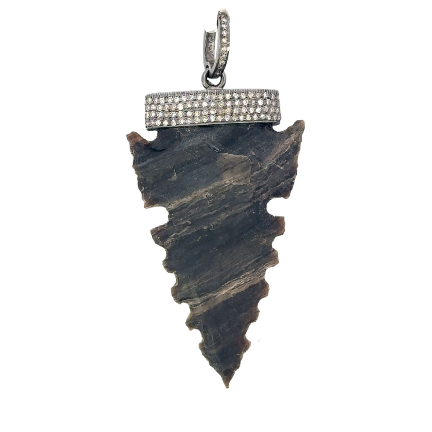 Black Pave Arrow Head Agate Pendant