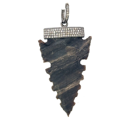 Black Pave Arrow Head Agate Pendant