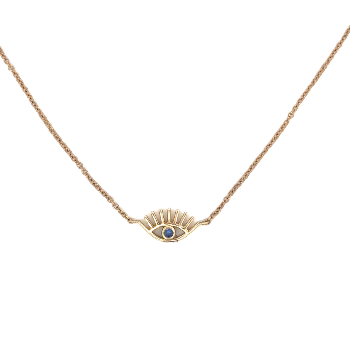 Evil Eyelash Necklace with Sapphire Eye