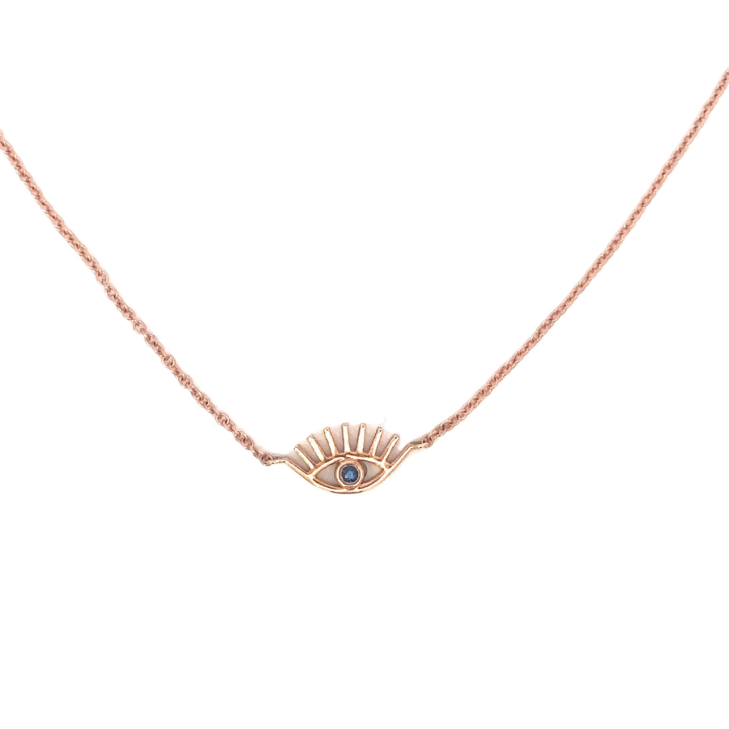 Evil Eyelash Necklace with Sapphire Eye