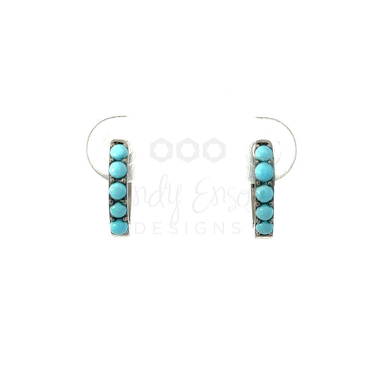 12mm Sterling Turquoise Dot Huggie