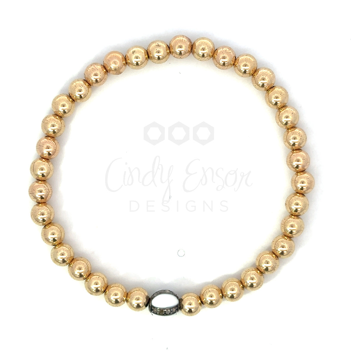 5mm Gold Filled Bead with 6mm Enamel Pave Bead Bracelet
