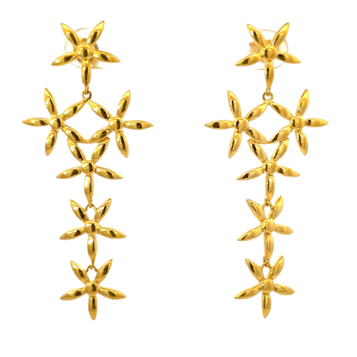 Gold Vermeil Multi Flower Drop Earring