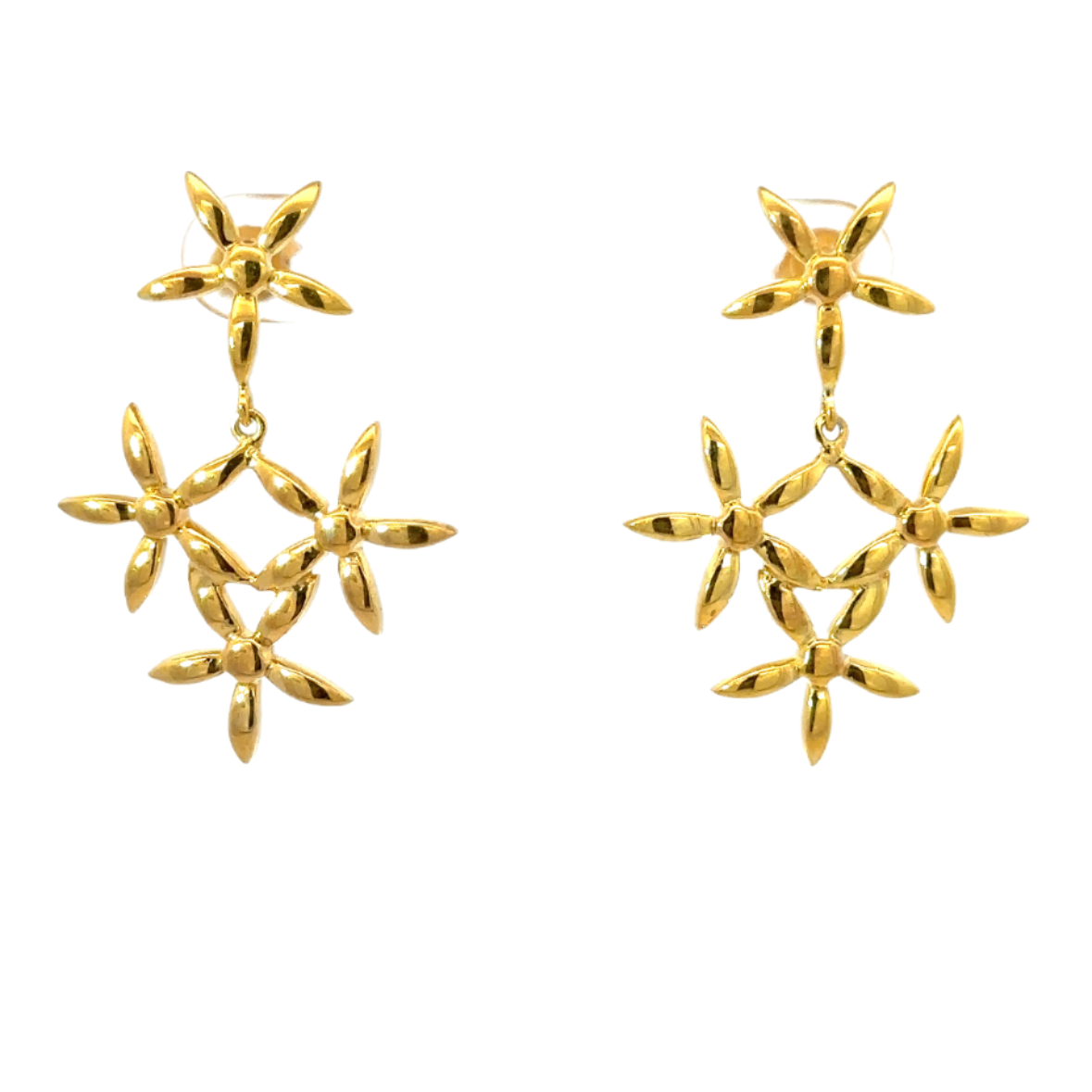 Gold Vermeil Multi Flower Drop Earring