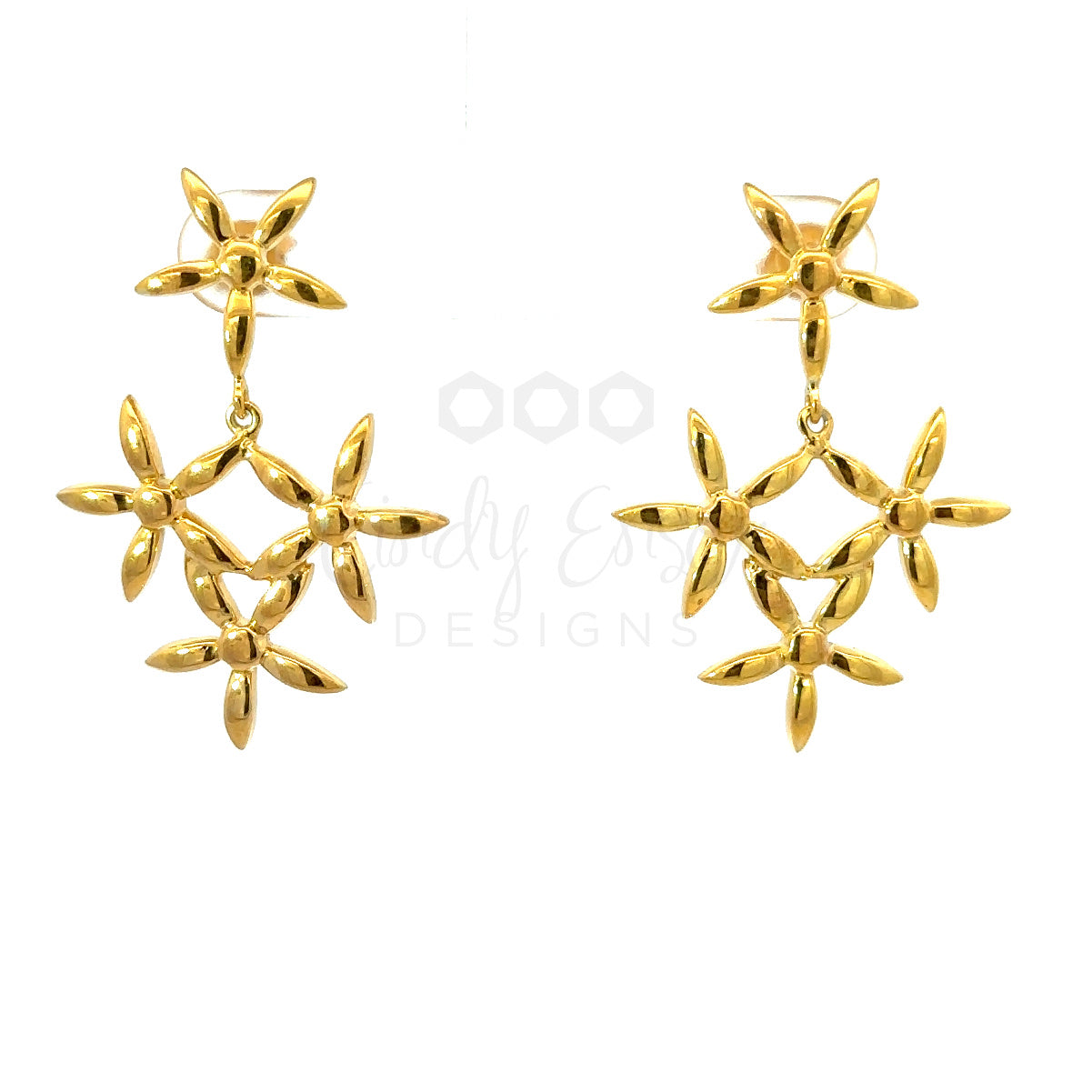 Gold Vermeil Multi Flower Drop Earring