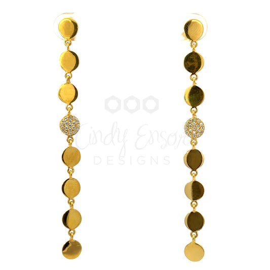 Gold Vermeil Disc Drop Earring with CZ Accent