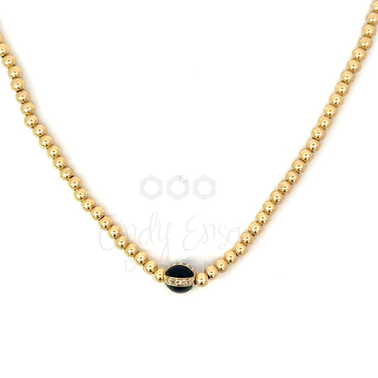 18" Gold Vermeil Necklace with Navy Enamel Diamond Heart