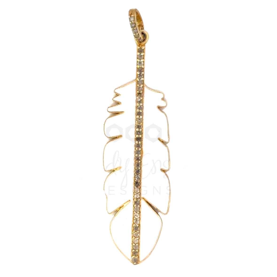 White Enamel Feather Pendant