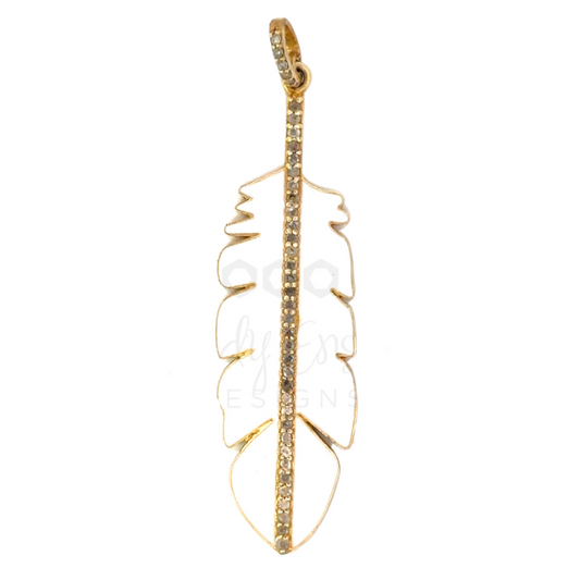White Enamel Feather Pendant
