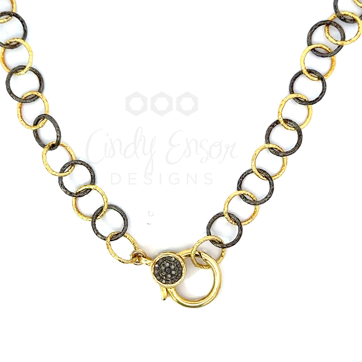 Mixed Metal Round Chain with Medium Vermeil Pave Lobster
