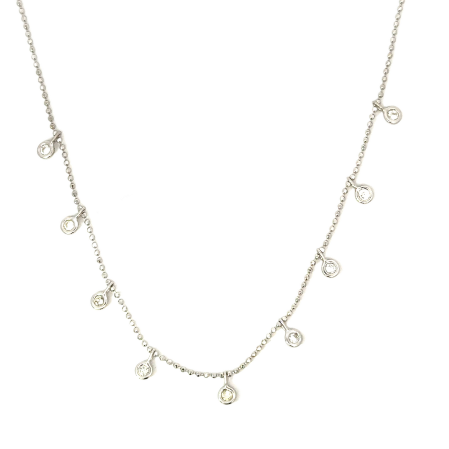 Bezeled Diamond Drop Station Necklace
