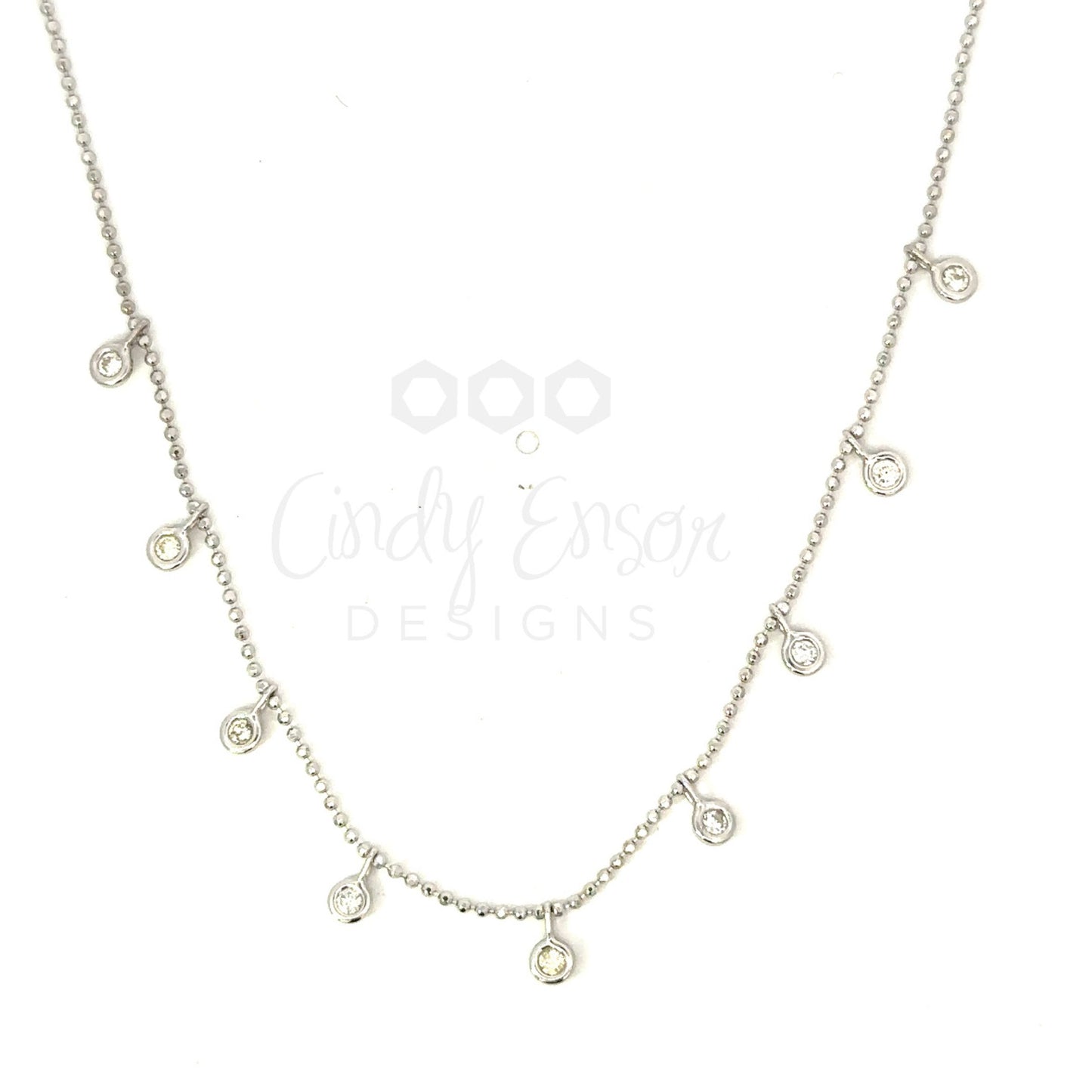 Bezeled Diamond Drop Station Necklace