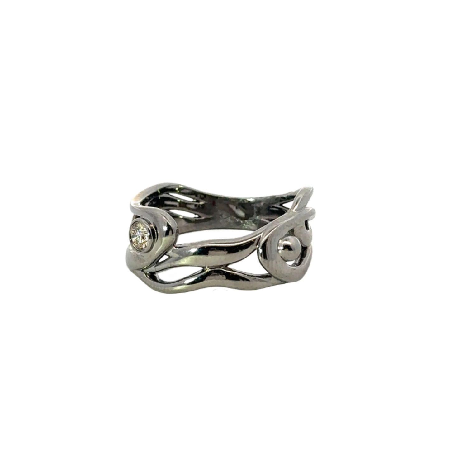 Wave Band with Diamond Accent