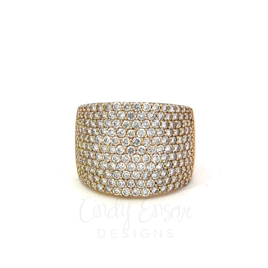 Yellow Gold Pave Thick Cigar Band Ring