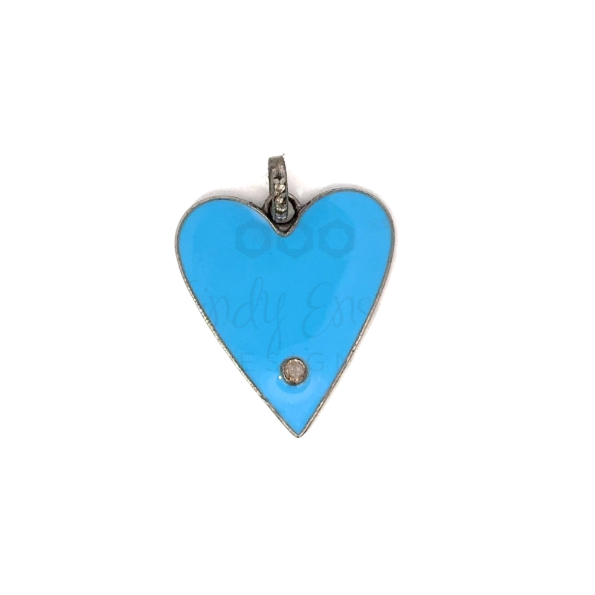 Enamel Heart Pendant with Diamond