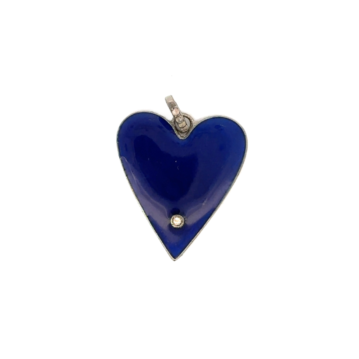 Enamel Heart Pendant with Diamond