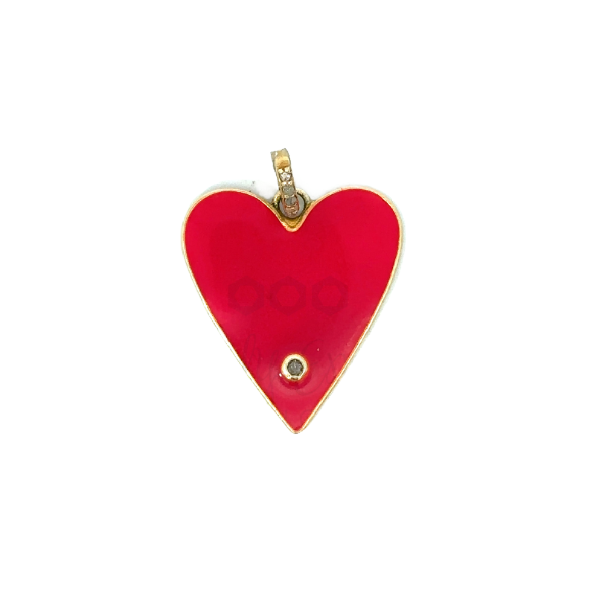 Enamel Heart Pendant with Diamond
